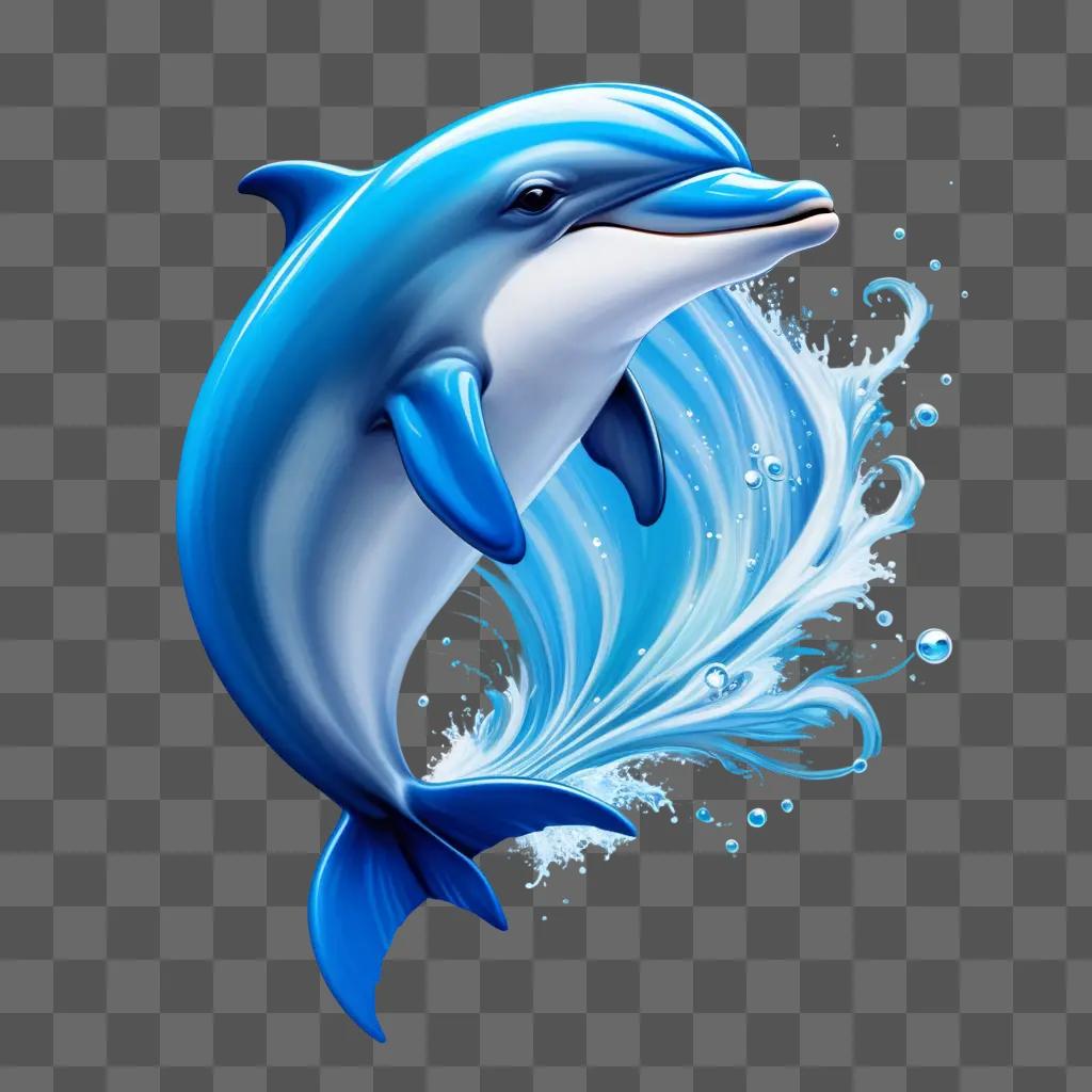 blue dolphin is splashing in the water