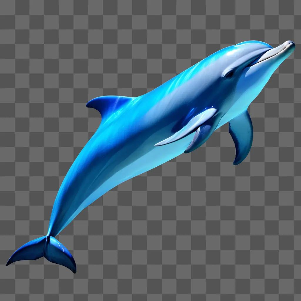 blue dolphin jumps against a blue background