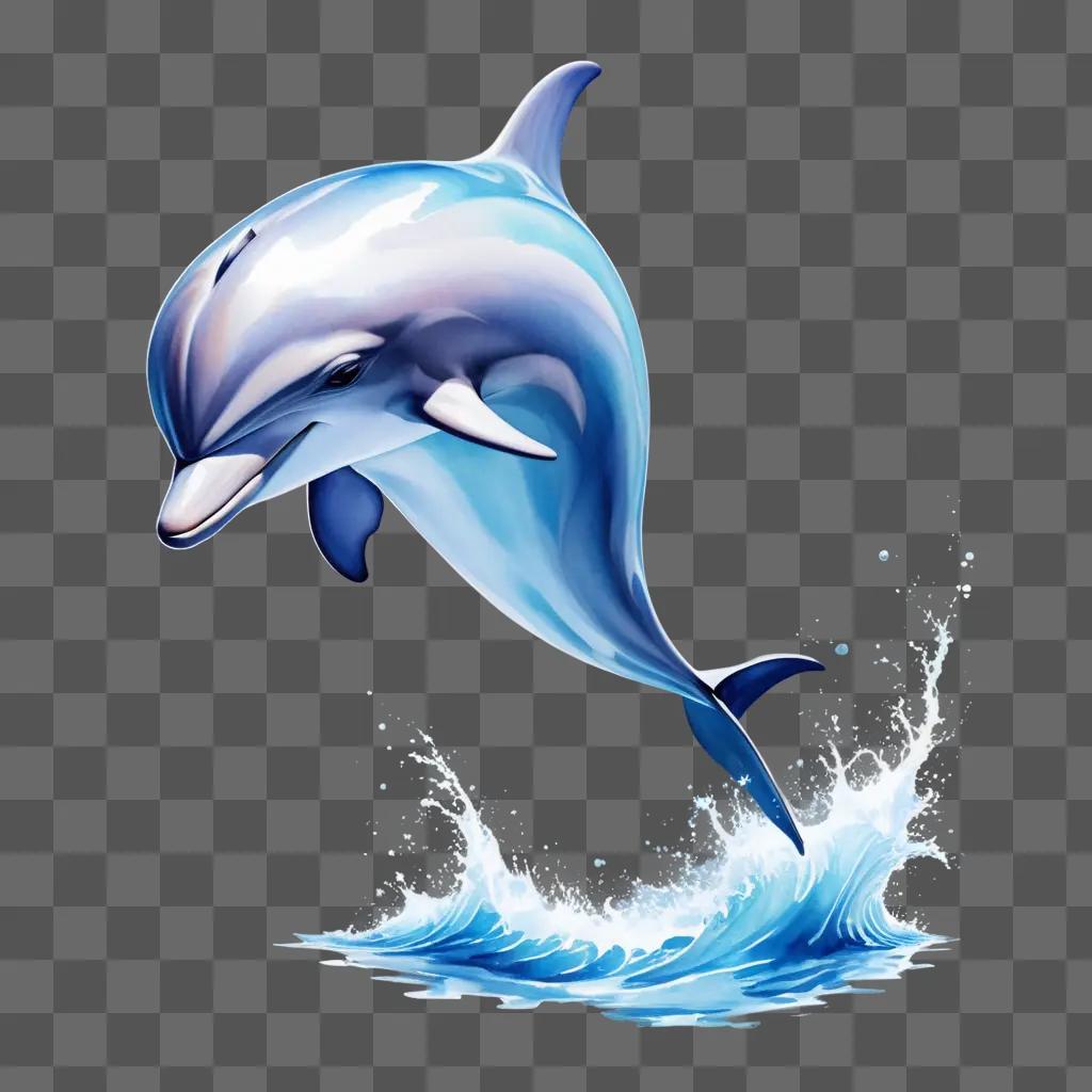 blue dolphin jumps through the water