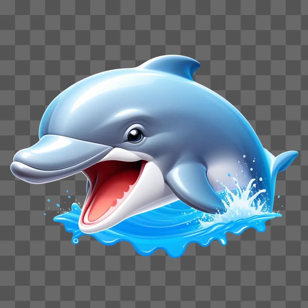 blue dolphin with an open mouth and big smile on the ocean