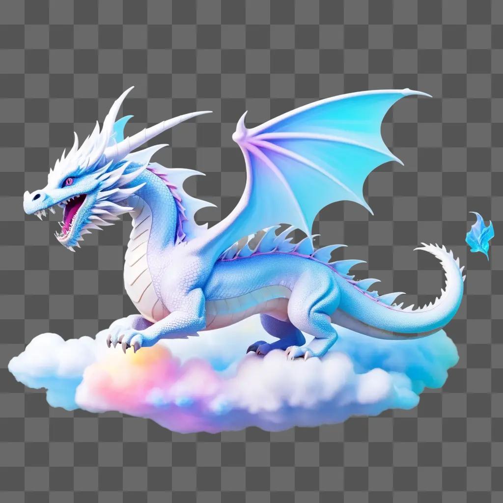 blue dragon flying through a transparent cloud