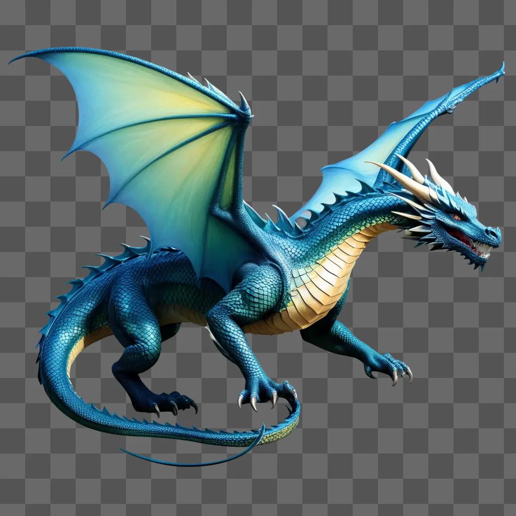 blue dragon with scales on its body and wings