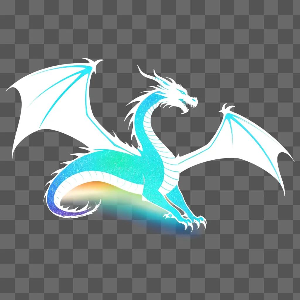 blue dragon with wings on a light blue background