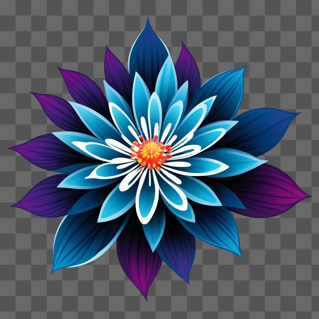 blue floral clipart design with a yellow center