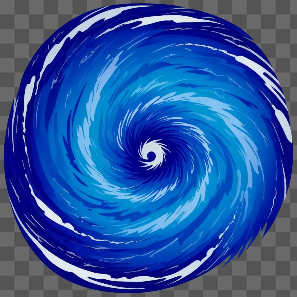 blue hurricane illustration with white swirls