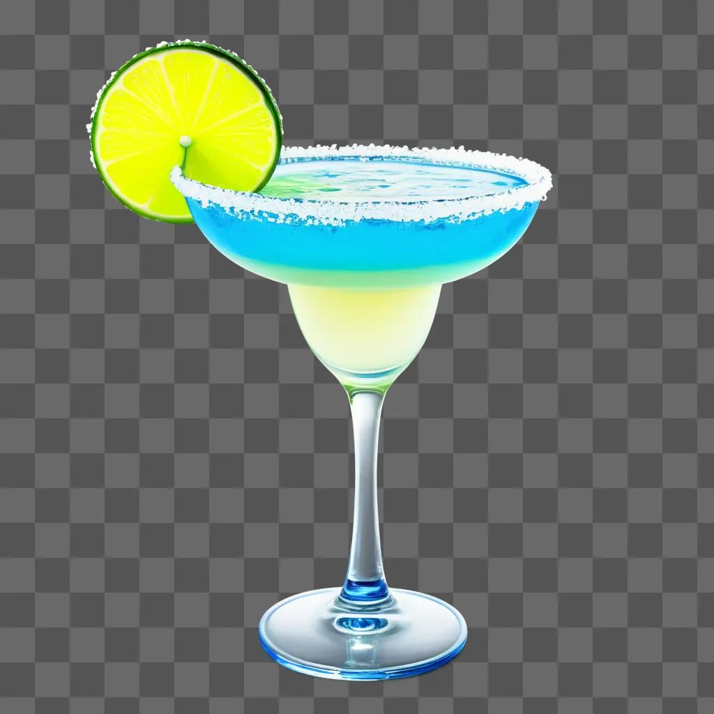 blue margarita with a lime garnish on a green background