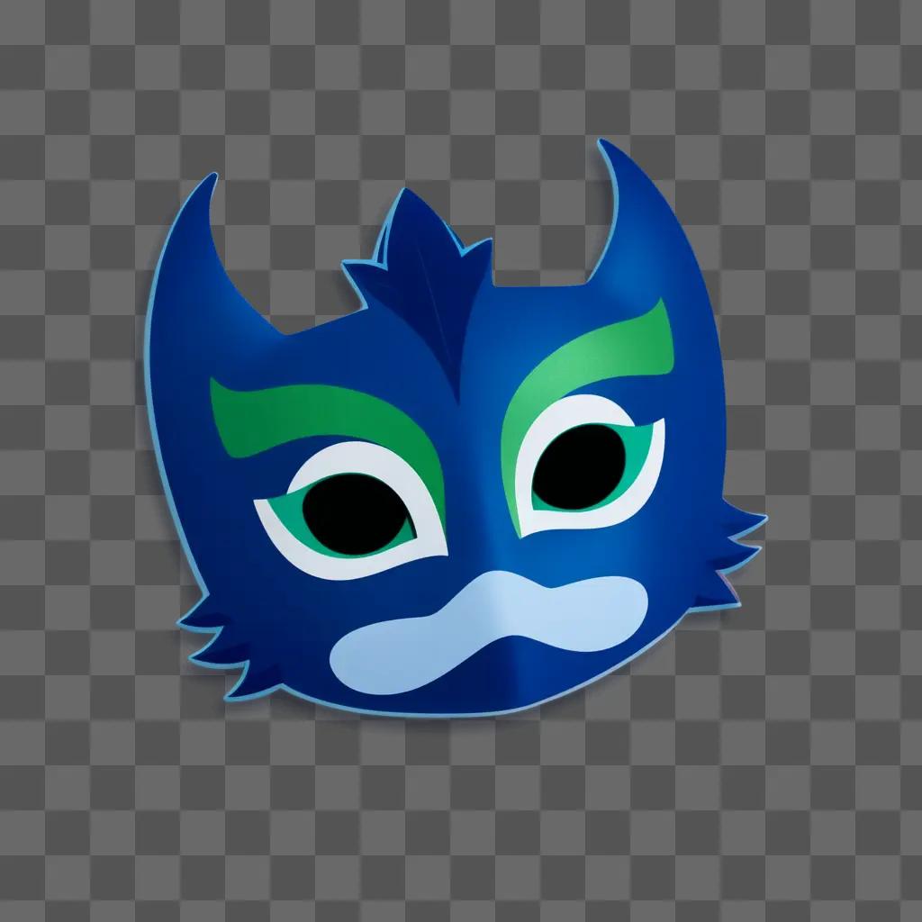 blue mask with green eyes and white nose