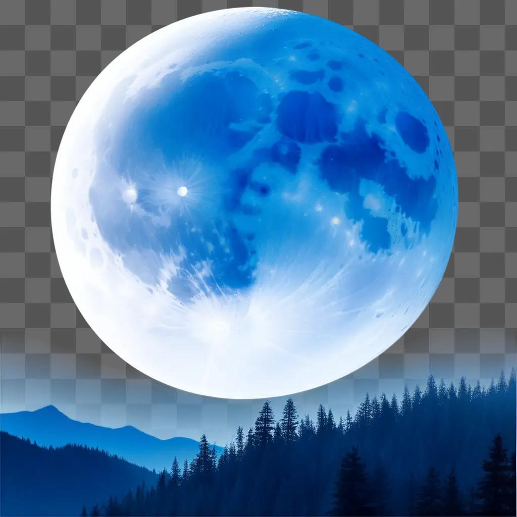 blue moon in the sky above a forest