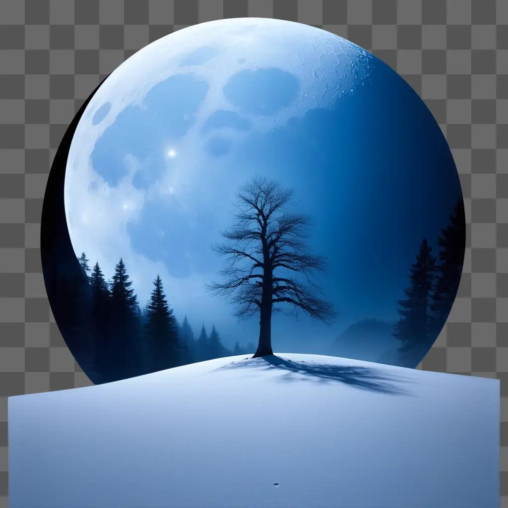 blue moon is captured in the snow