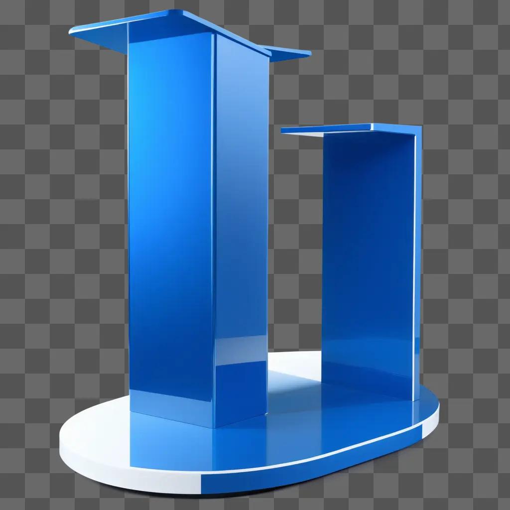 blue podium stands against a blue background