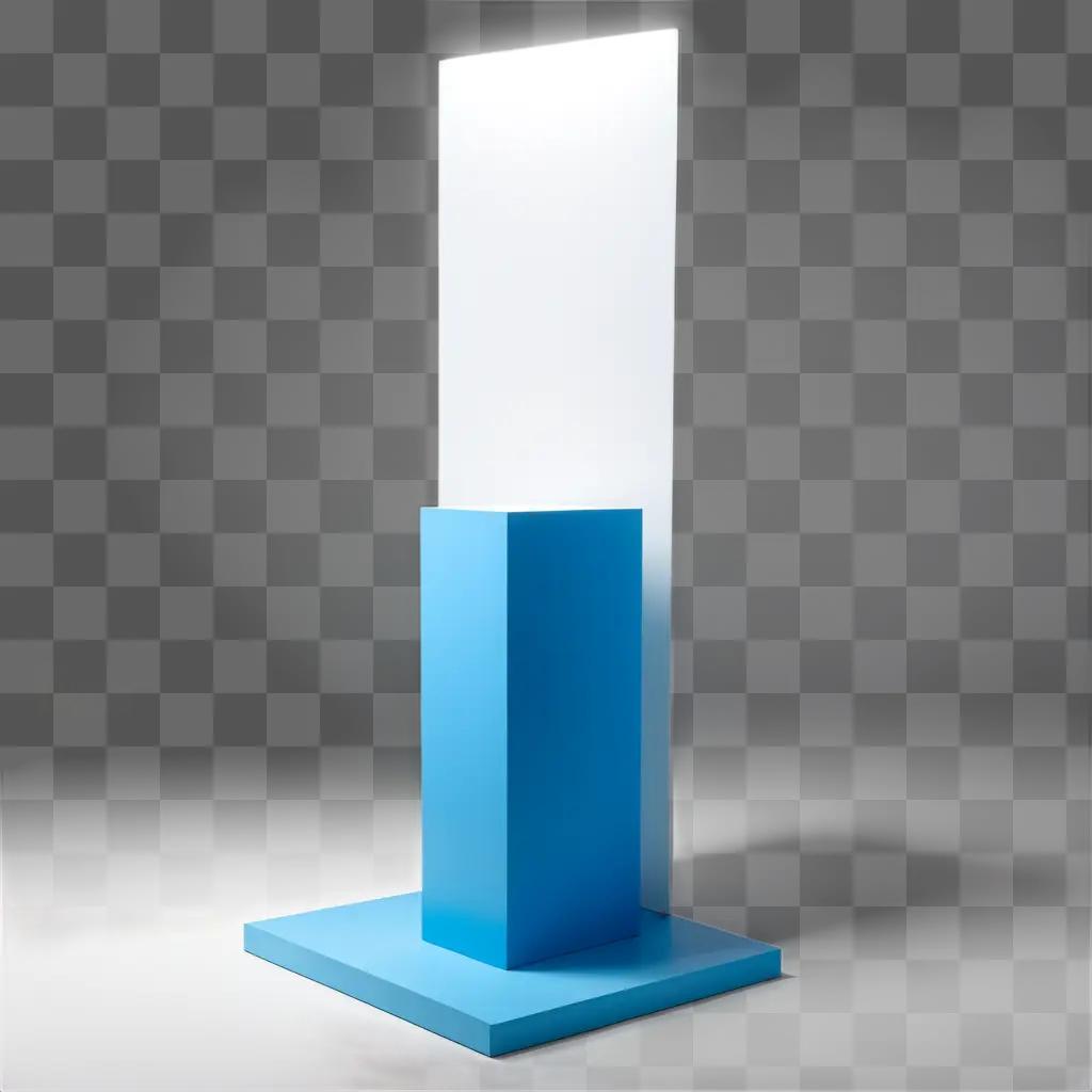 blue podium with a clear pedestal