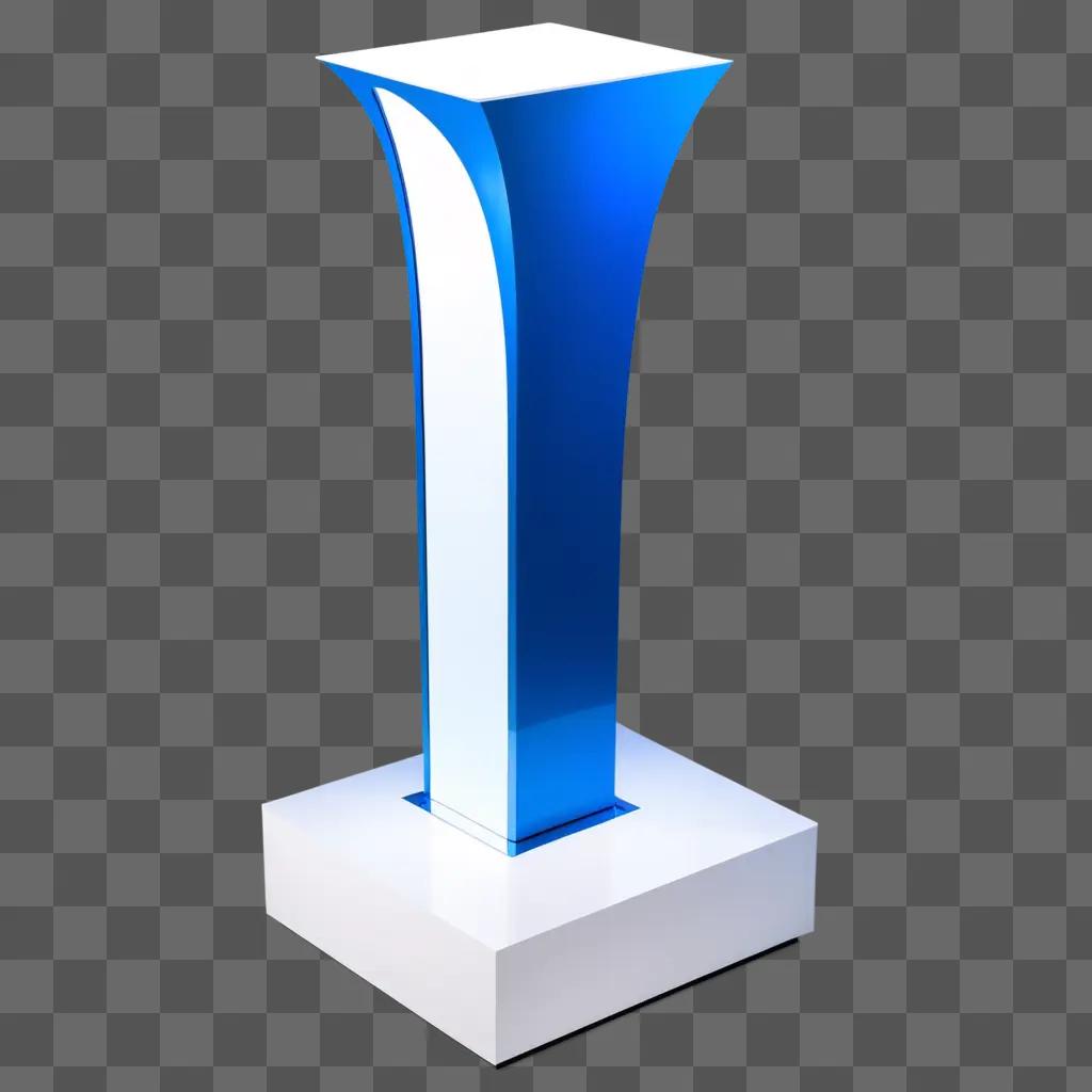 blue podium with white pedestal and blue lights