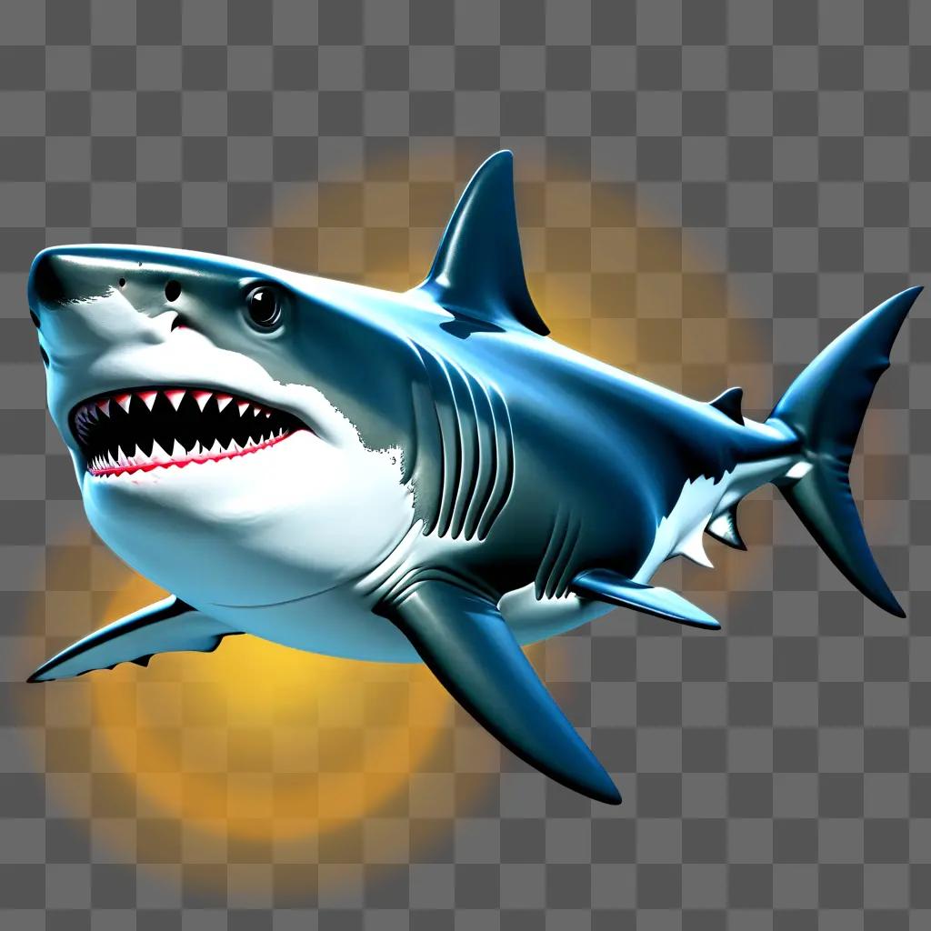 blue shark with a red mouth on a background