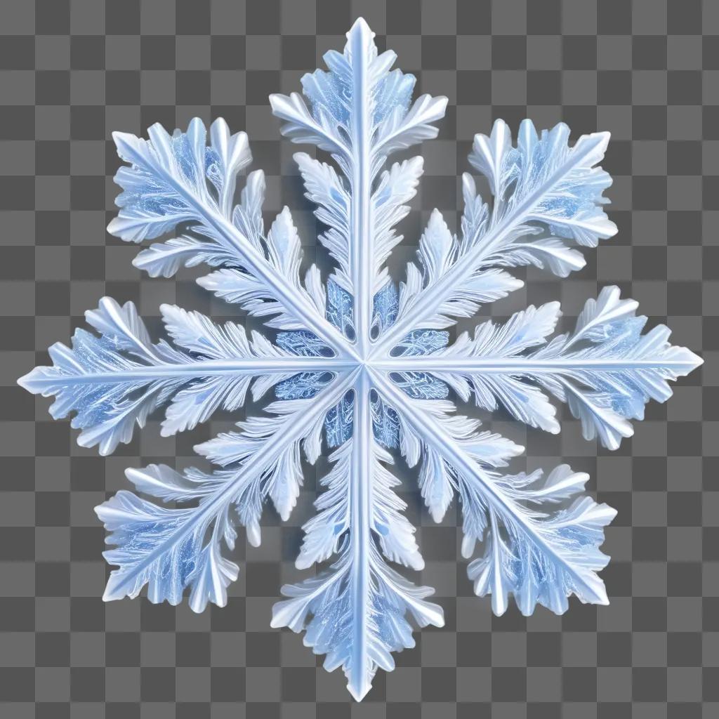 blue snowflake is displayed in the center of a light blue background