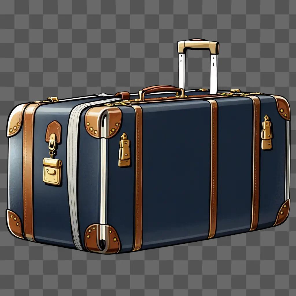 blue suitcase with a luggage clip