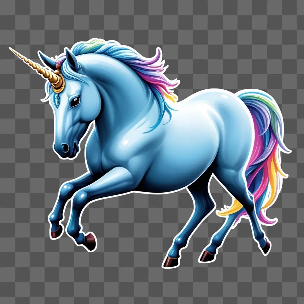 blue unicorn clipart with rainbow tail