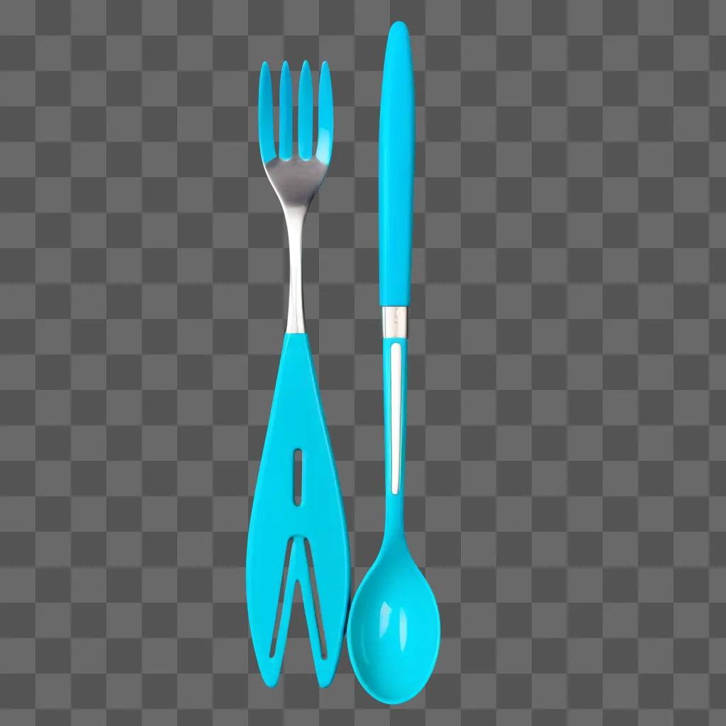 blue utensil set on a blue countertop