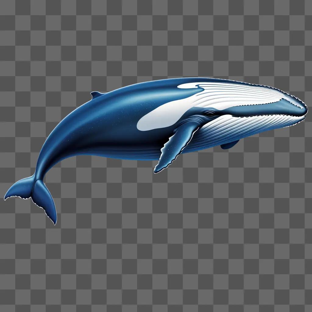 blue whale clipart floating in a dark blue background