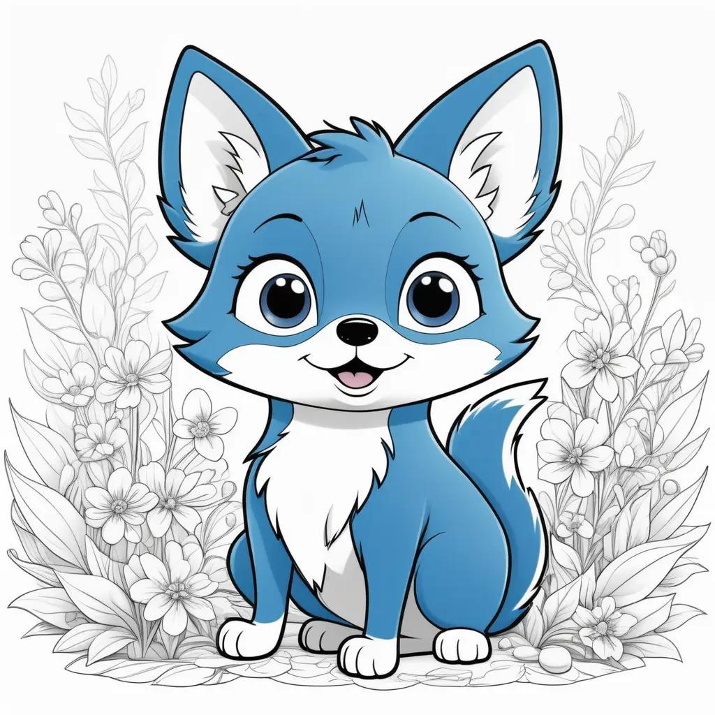 bluey cartoon coloring page with flowers