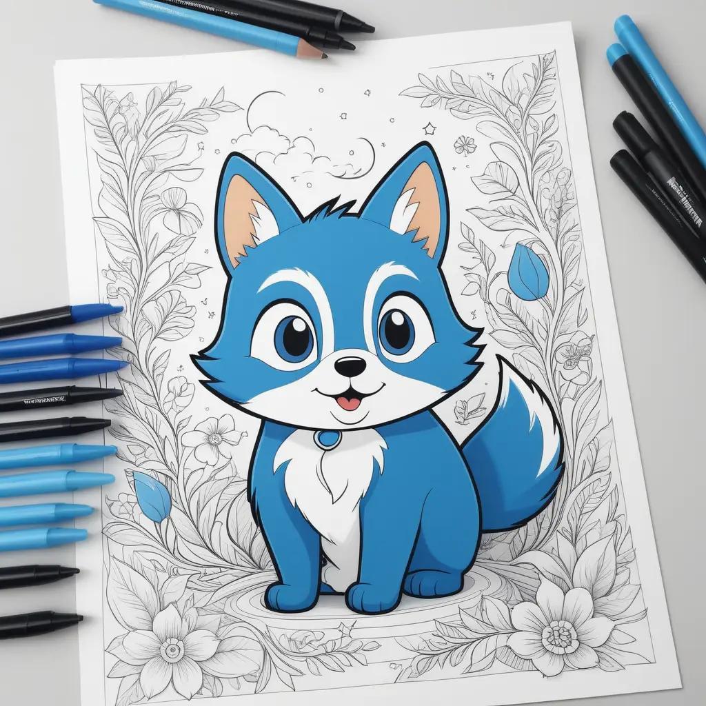 bluey color page of a cute animal