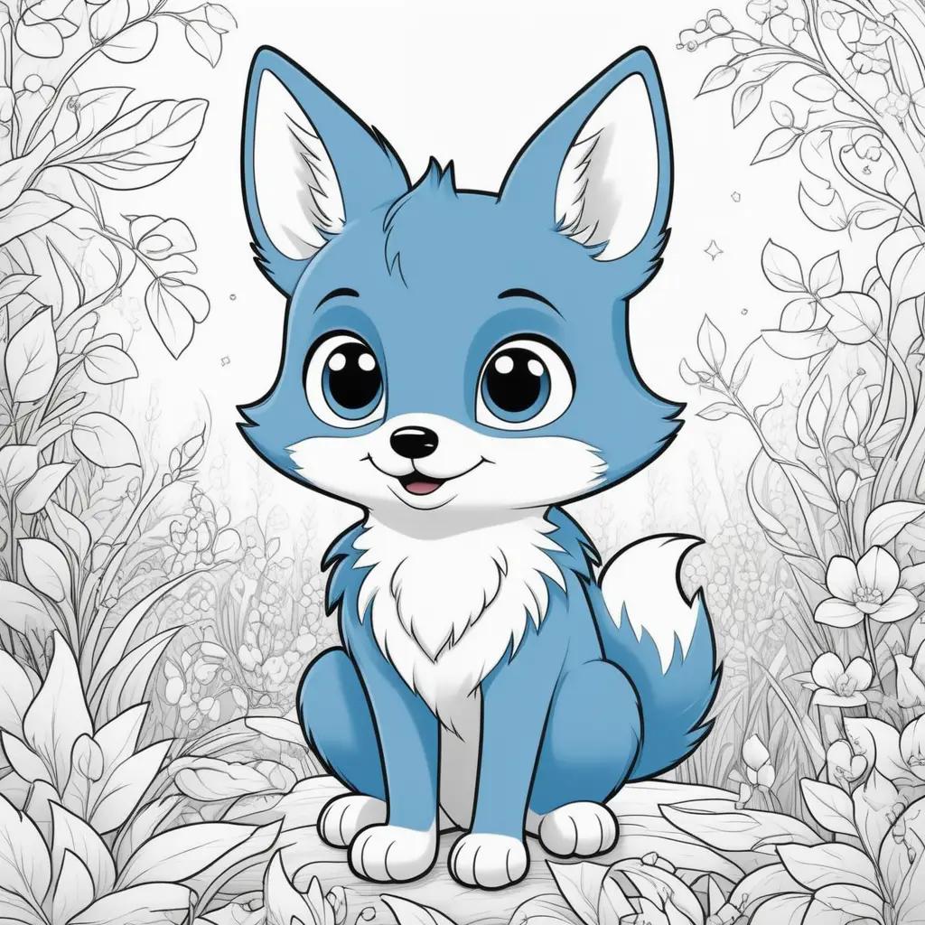 bluey coloring page of a cute little fox