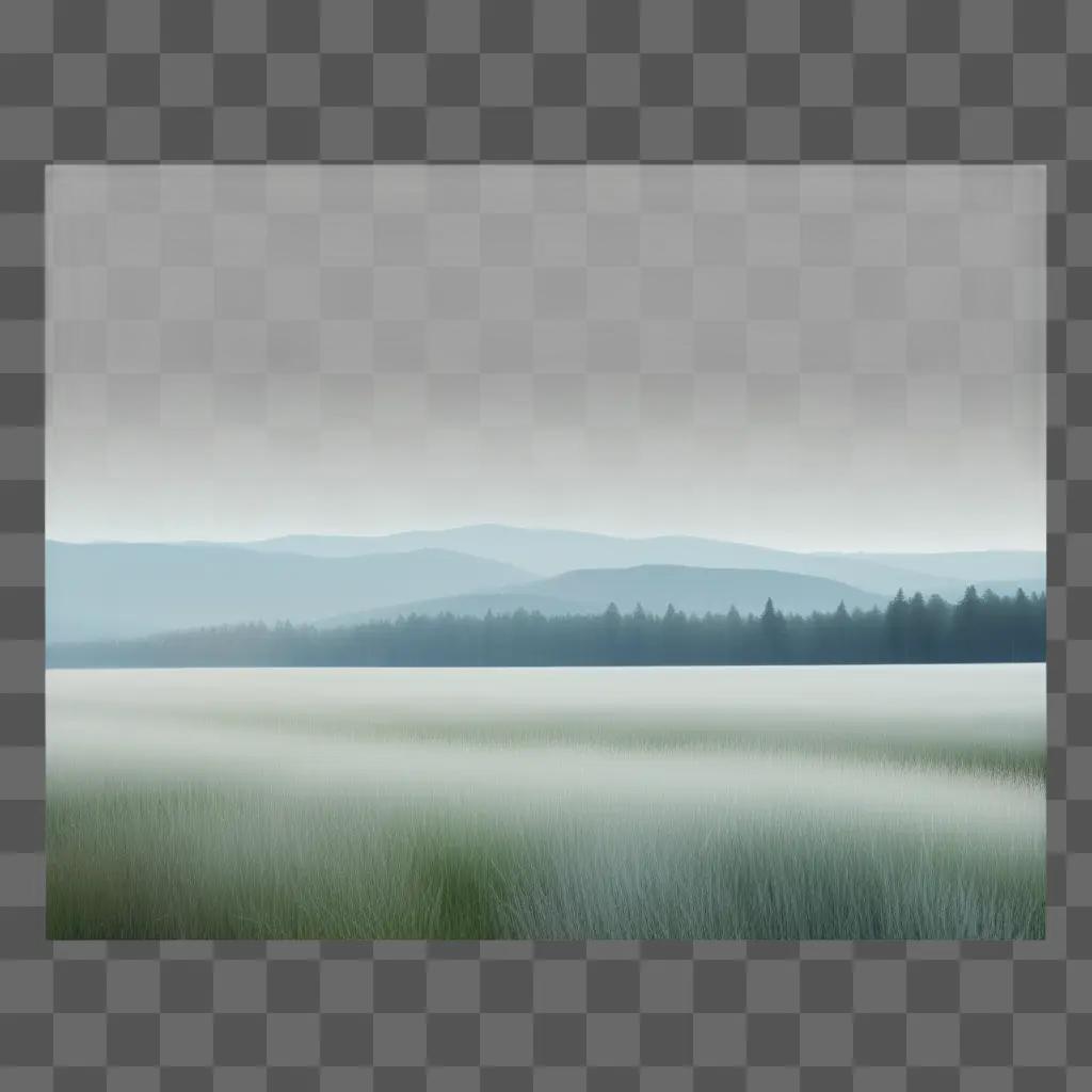 blur of a field of grass with a mountain range in the background