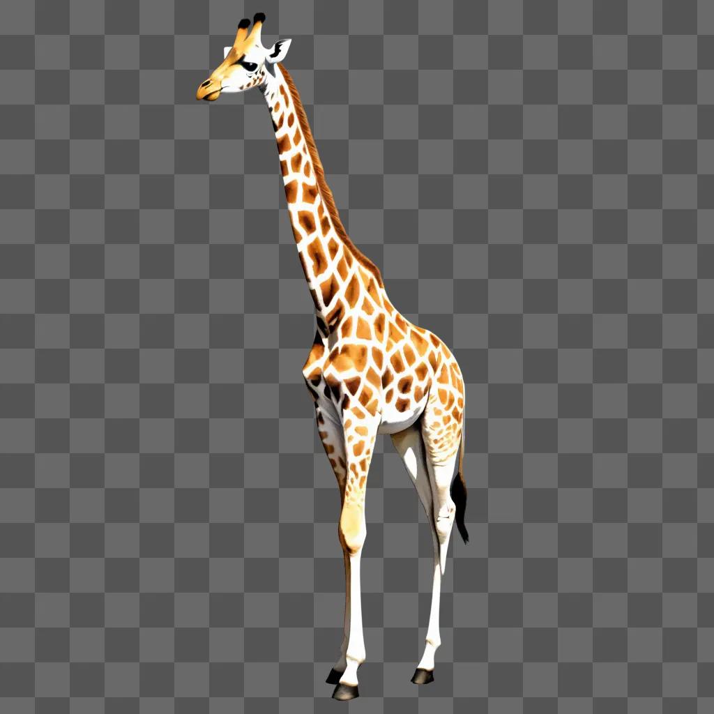 blurry, sketchy giraffe on a beige background