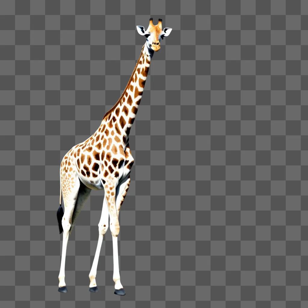 blurry giraffe is standing on a grey background