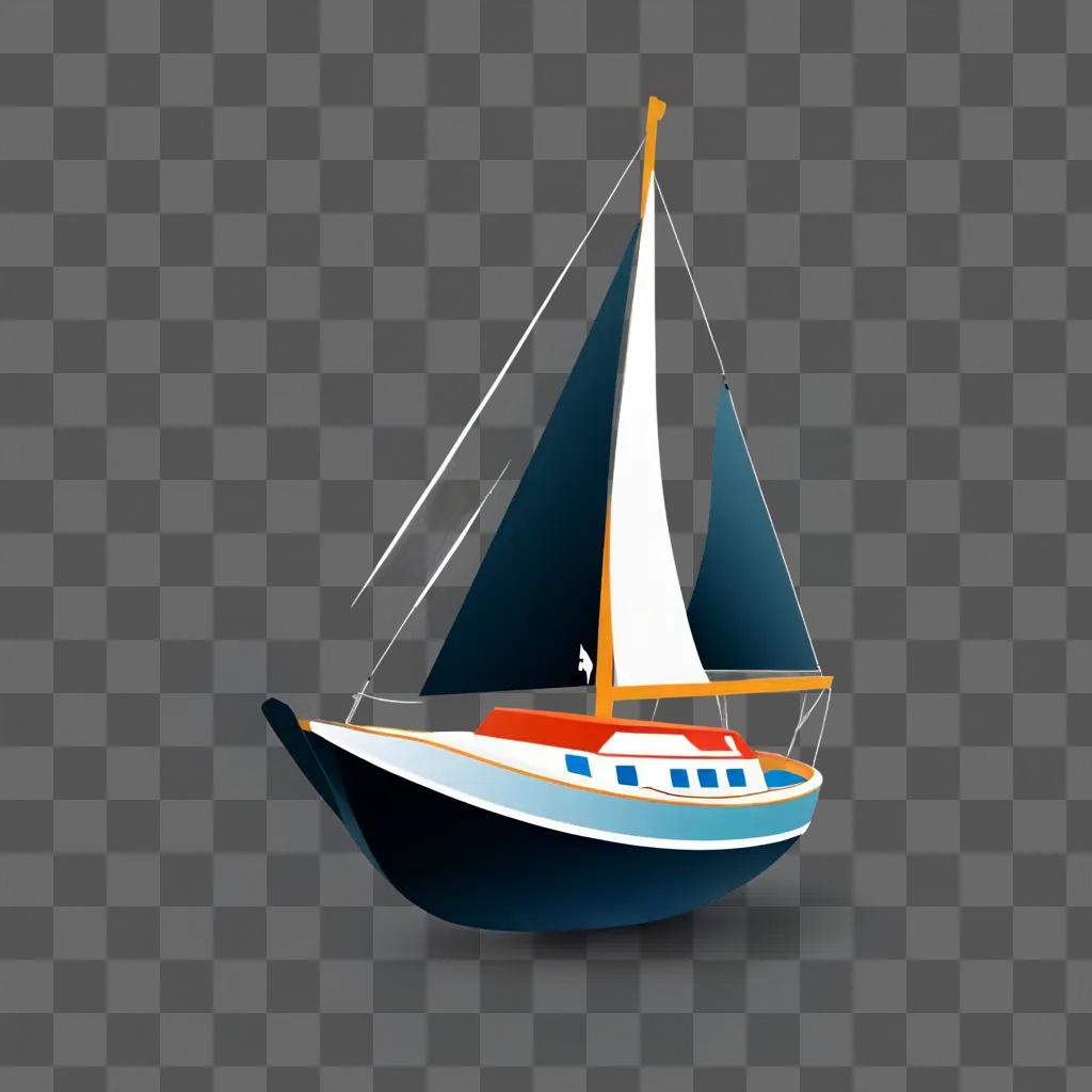 boat clipart A sailboat on a dark background with a lighted sail