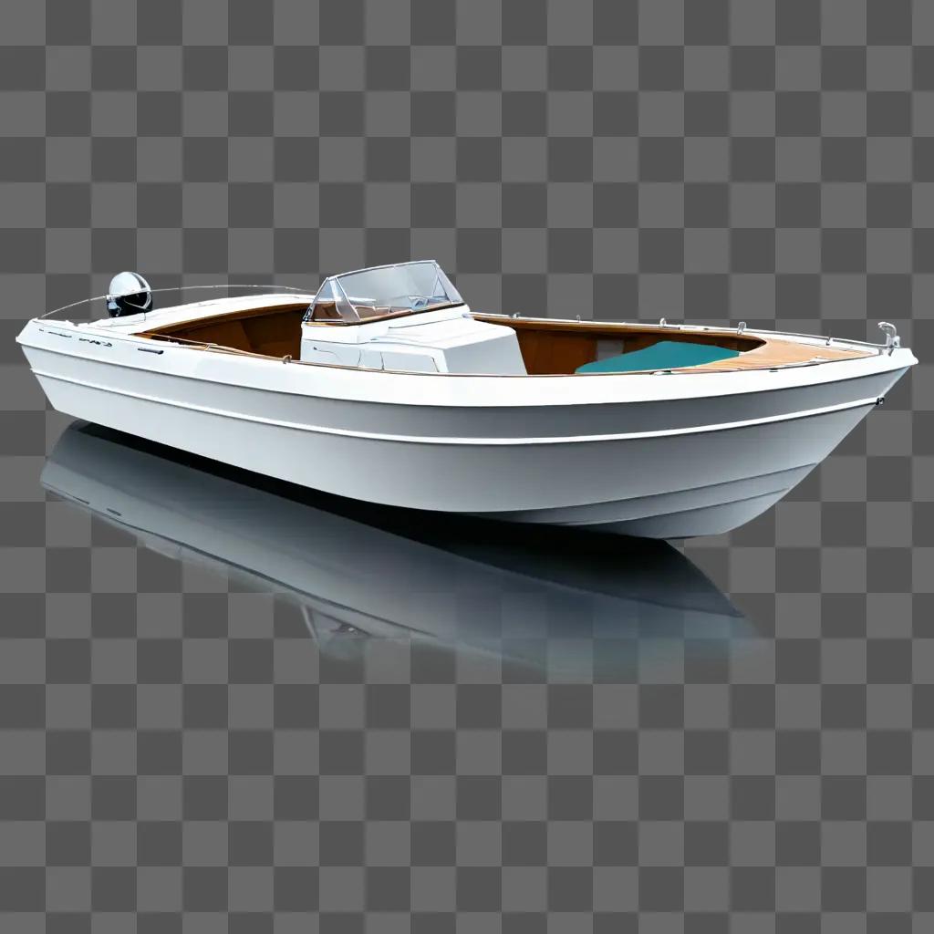 boat clipart A white boat floats on a gray background