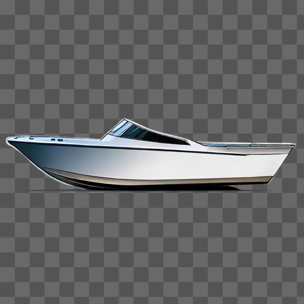 boat clipart A white boat on a gray background