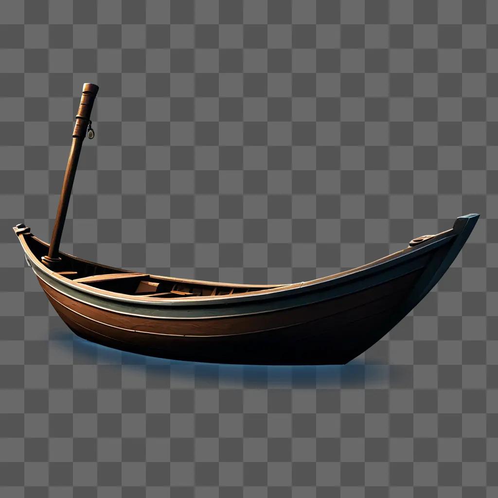 boat clipart A wooden boat floats in the dark with a long pole