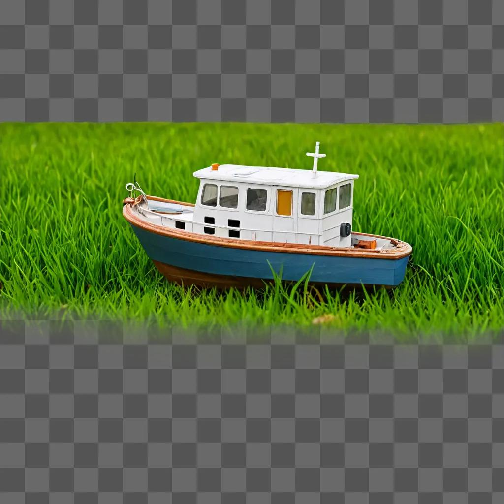 boat drawing realistic A boat with a cross on it sits in the grass