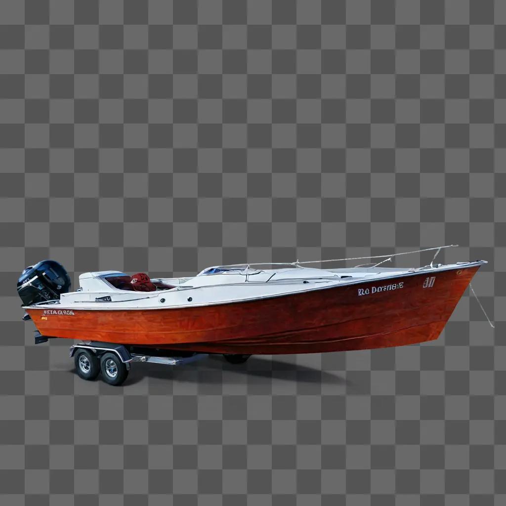 boat drawing realistic A red boat is sitting on a trailer