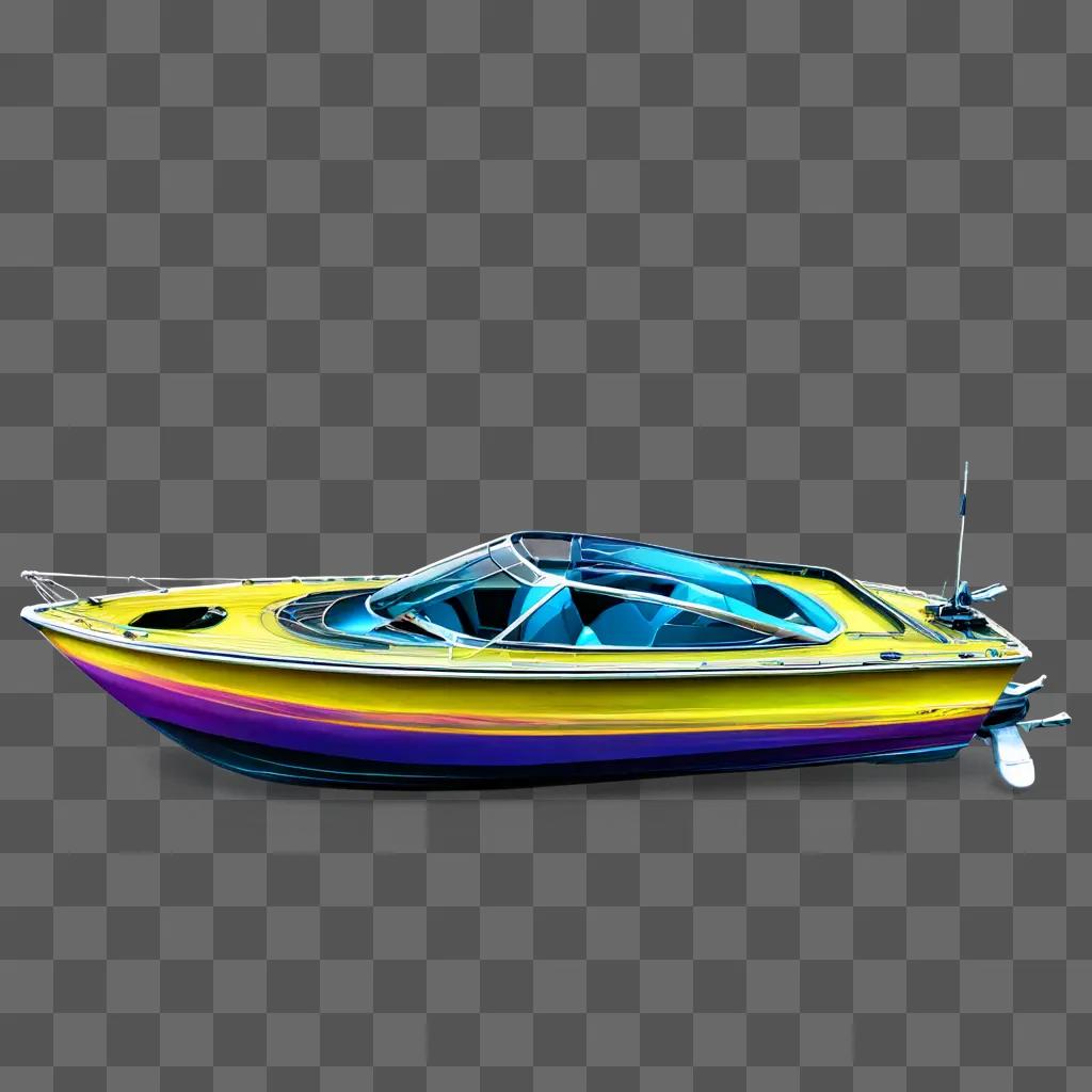 boat illustrated A colorful boat is on a dark surface