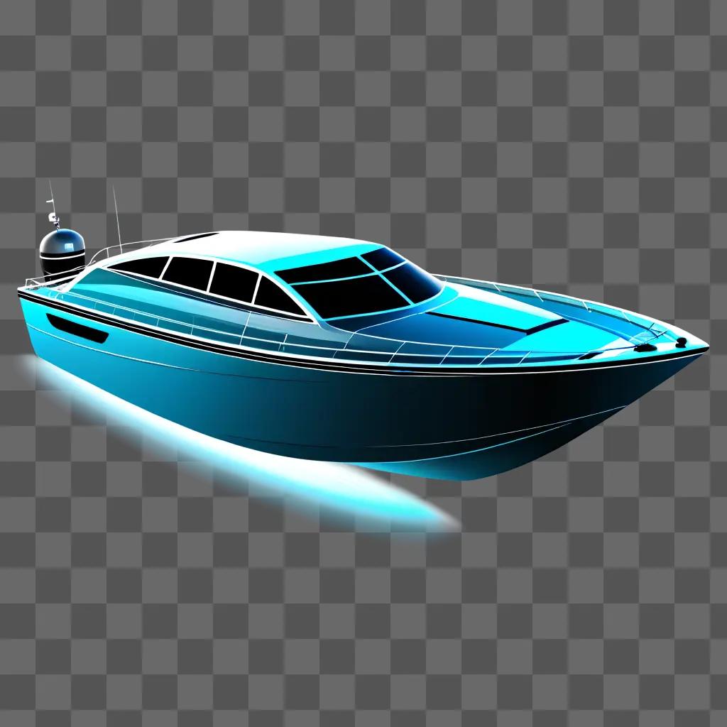 透明なデザインの青い背景にボート