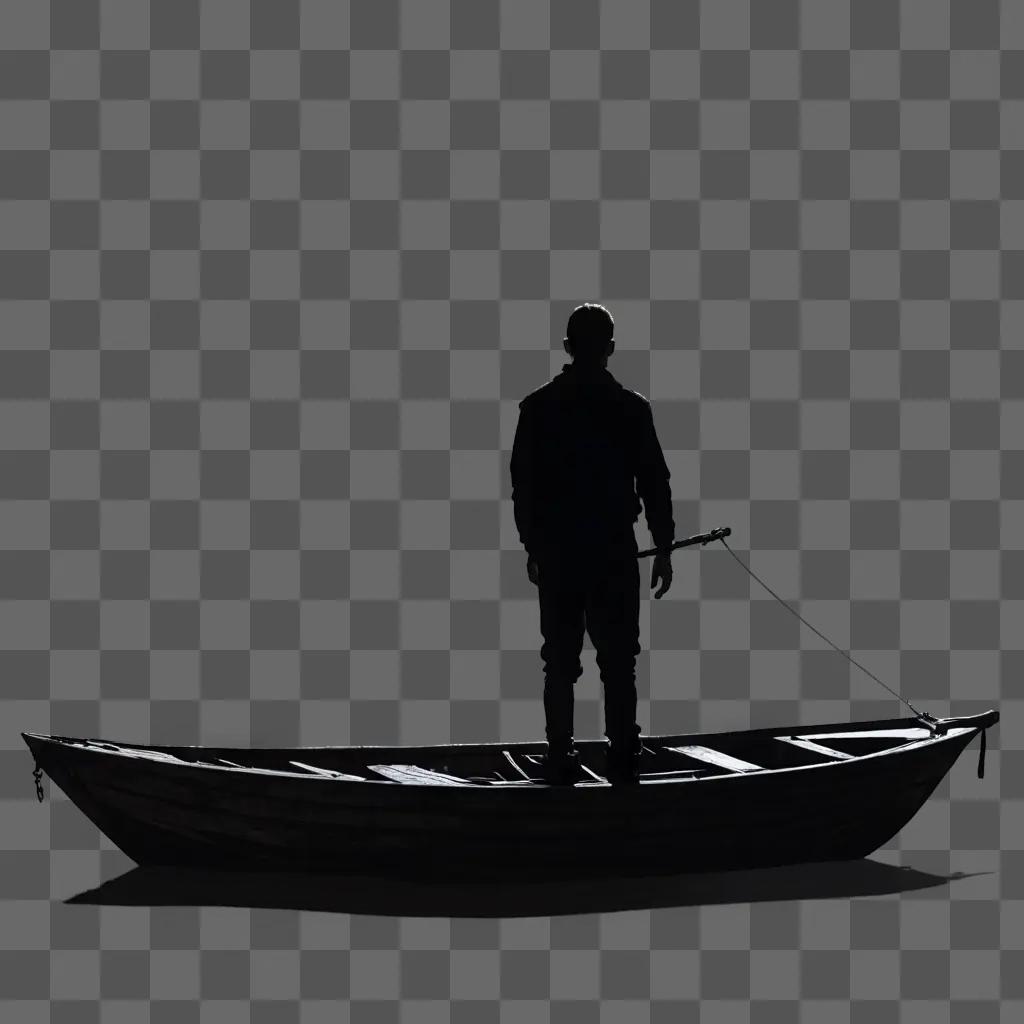 boat silhouette Man standing on boat in the dark