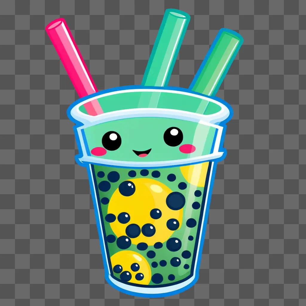 boba clipart cup with green liquid inside