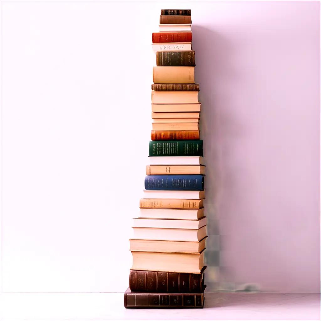 book stack on a wall is tall and white