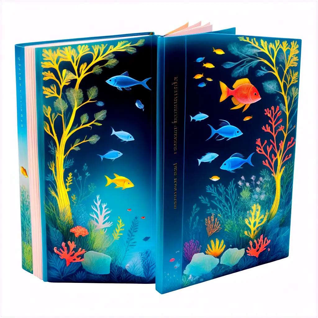 book with a transparent cover showing a coral reef