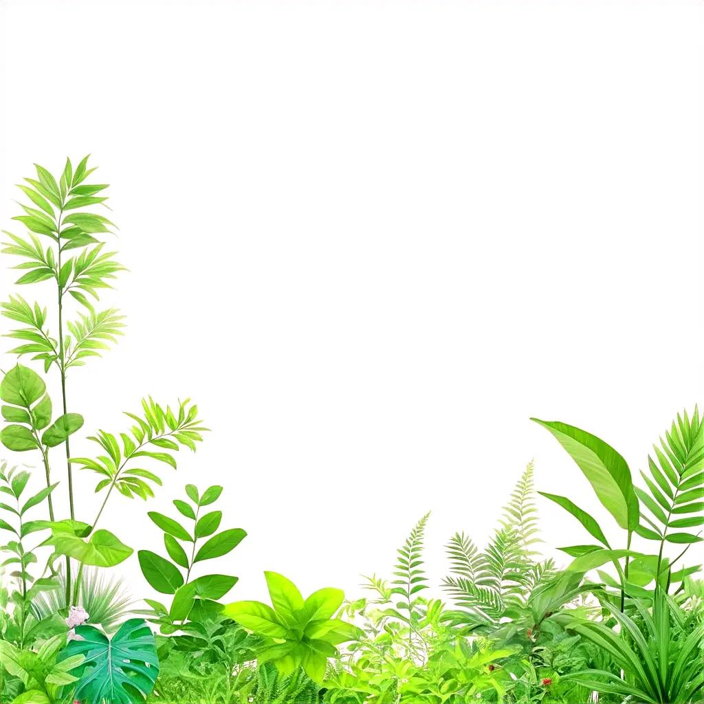 border of greenery with a white background