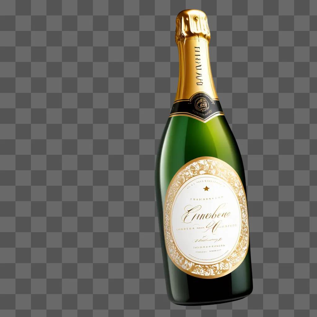 bottle of champagne is on a green background