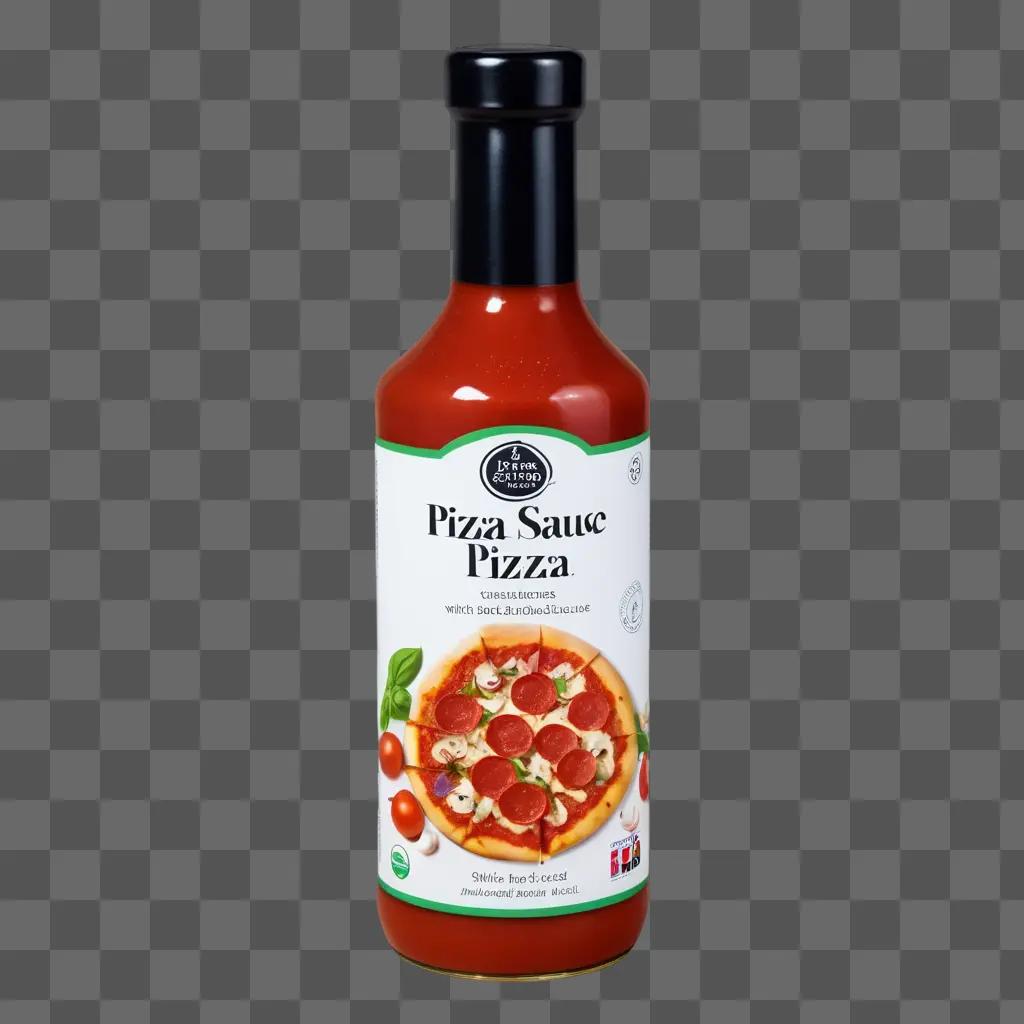 bottle of pizza sauce on a brown background