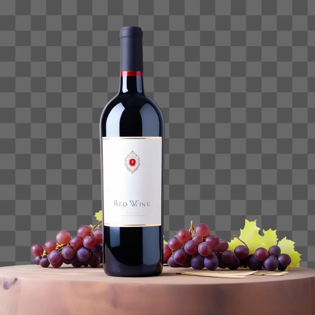 bottle of red wine with grapes beside it