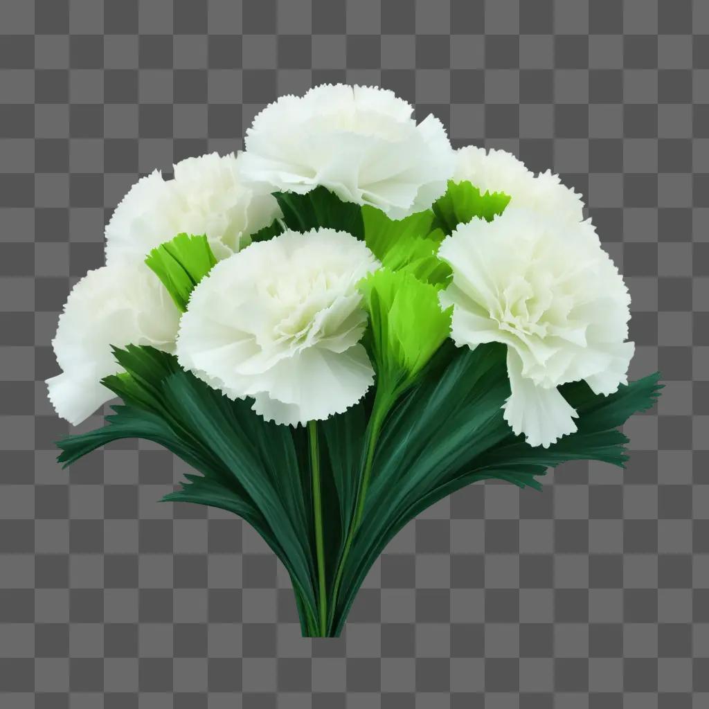 白と緑のカーネーションの花束