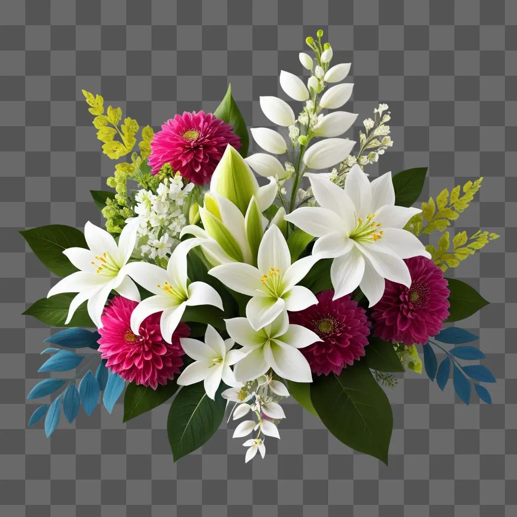 bouquet of white and pink flowers in a digital format