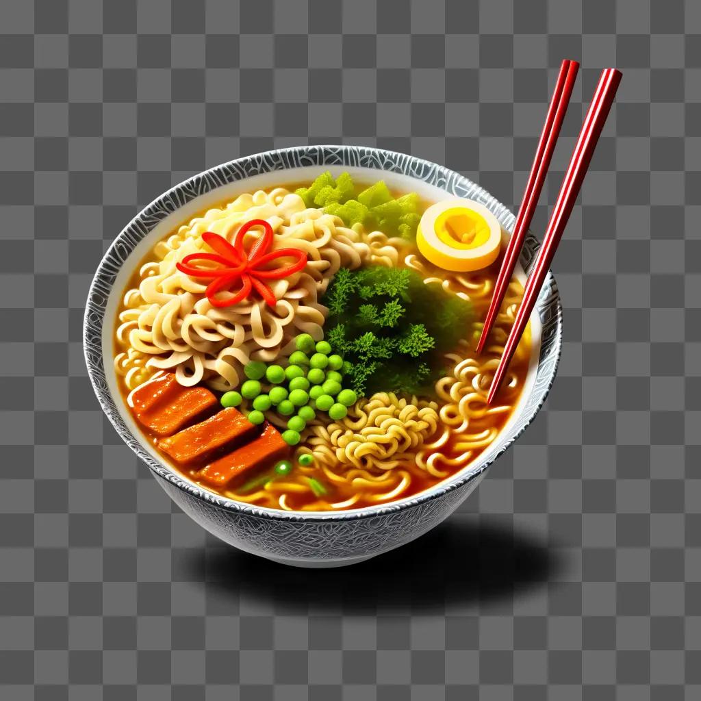 bowl of cup noodles with chopsticks and eggs