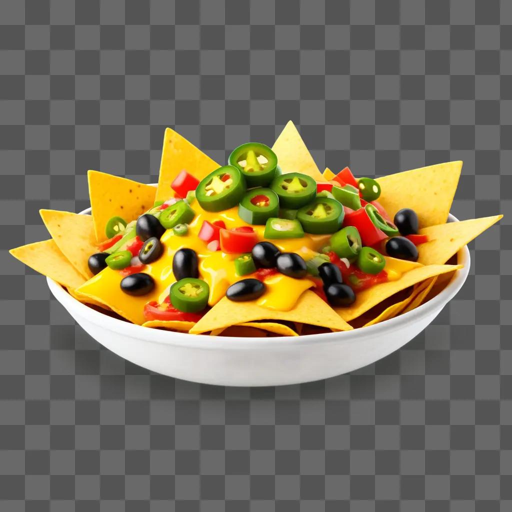 bowl of nachos with various toppings