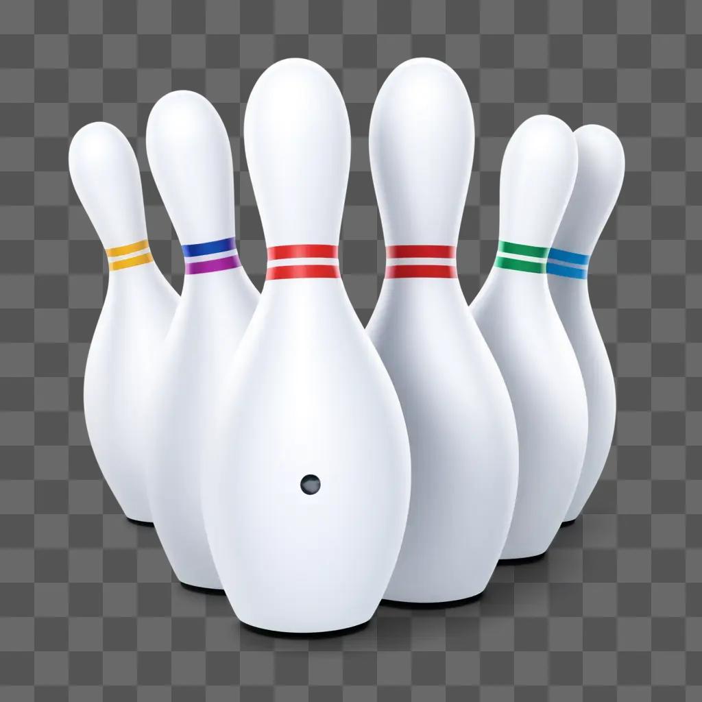 bowling pin with multicolored ribbons around it