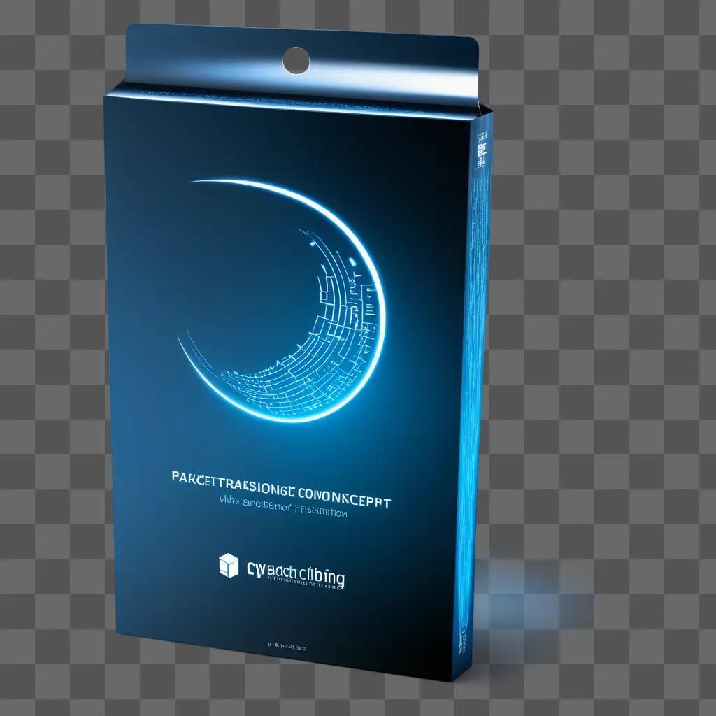 box with a blue and black design of a moon on it